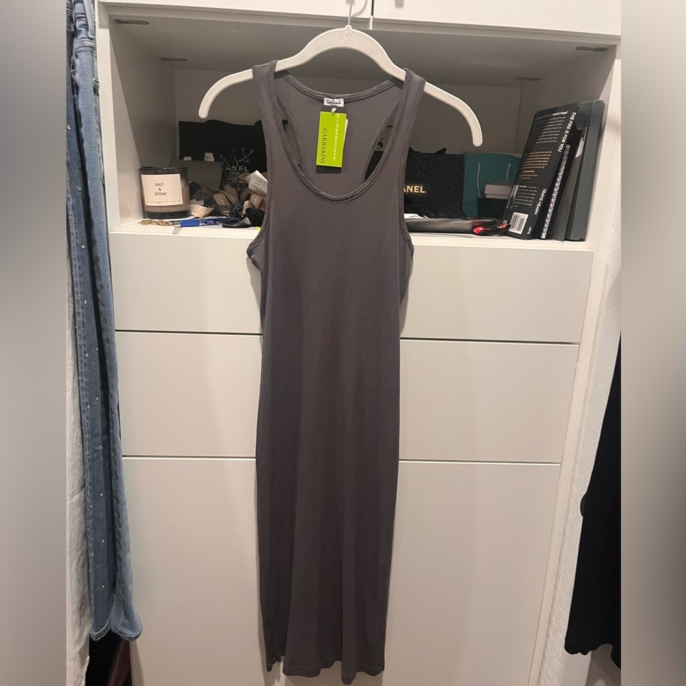 Splendid olive/grey ribbed knit racer back dress size M